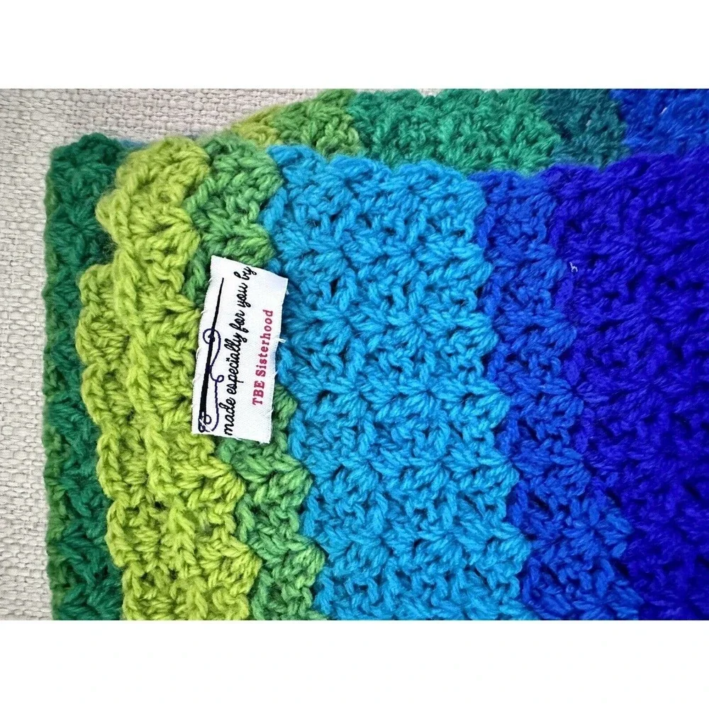 Vintage GRANNY AFGHAN Handmade Crochet Square Blanket Throw 29X38 Multicolor NEW